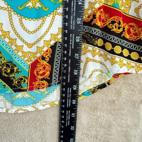 Forever 21 Button Down Shirt Mens L White Black Baroque All Over Print Viscose - Picture 10 of 12